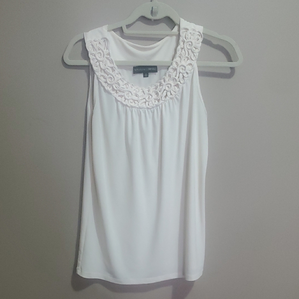 Kasper & Company Elegant Cream Sleeveless Top Size Small